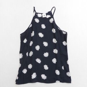 Cabi Womens Navy Blue Daisy Print Halter Petal Tank Top Size Small